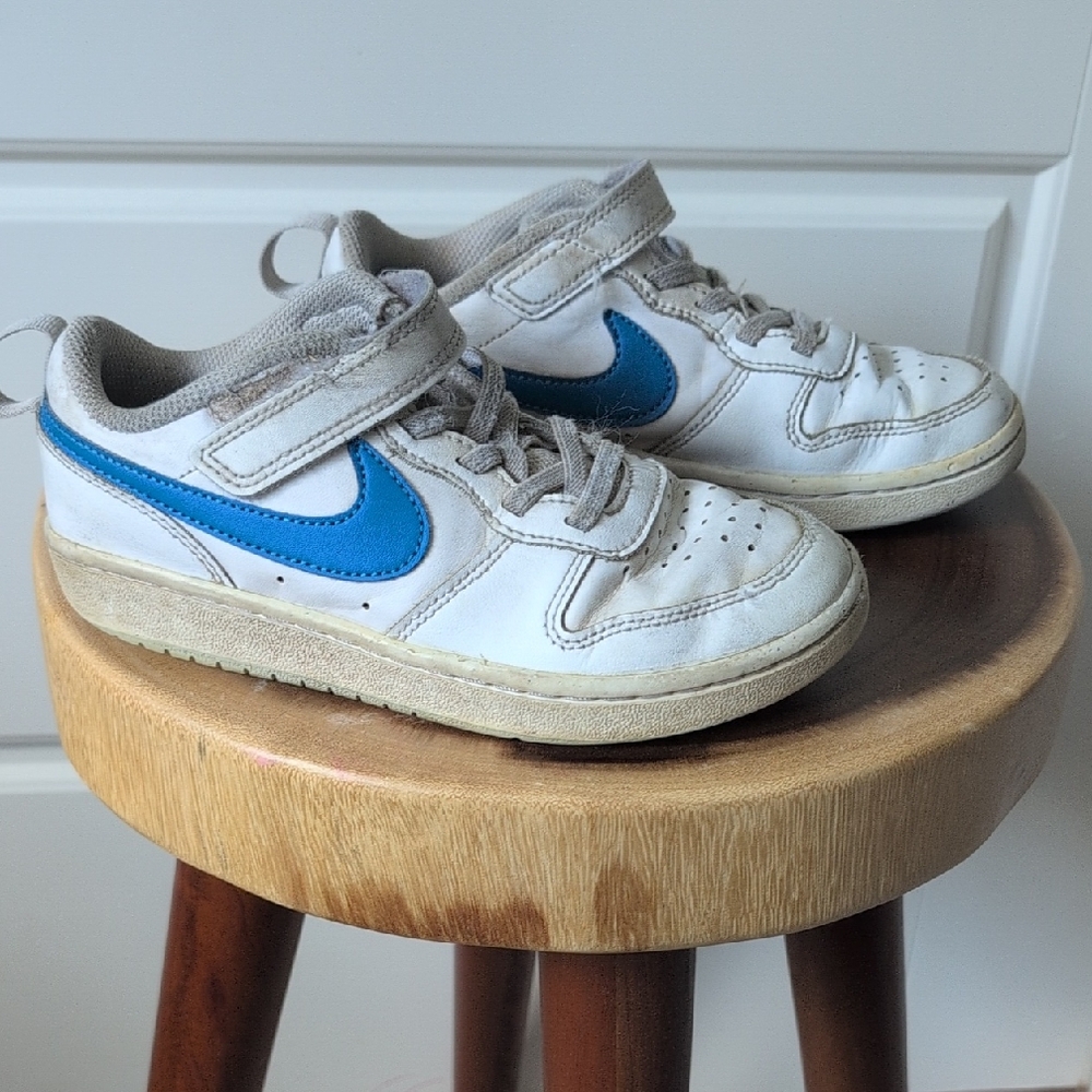 Kids White and Blue Sneakers
